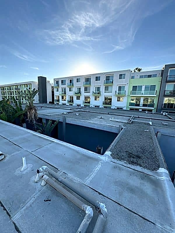 Commercial roof repair on a flat roof
