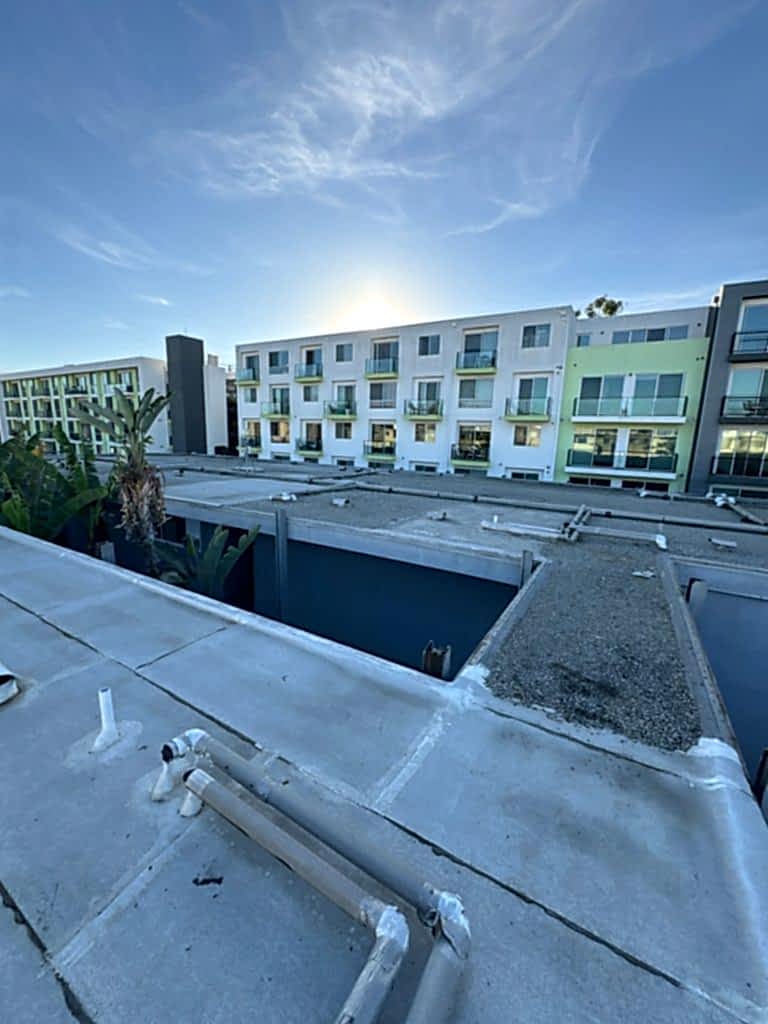Flat roof on a multi-story commercial building
