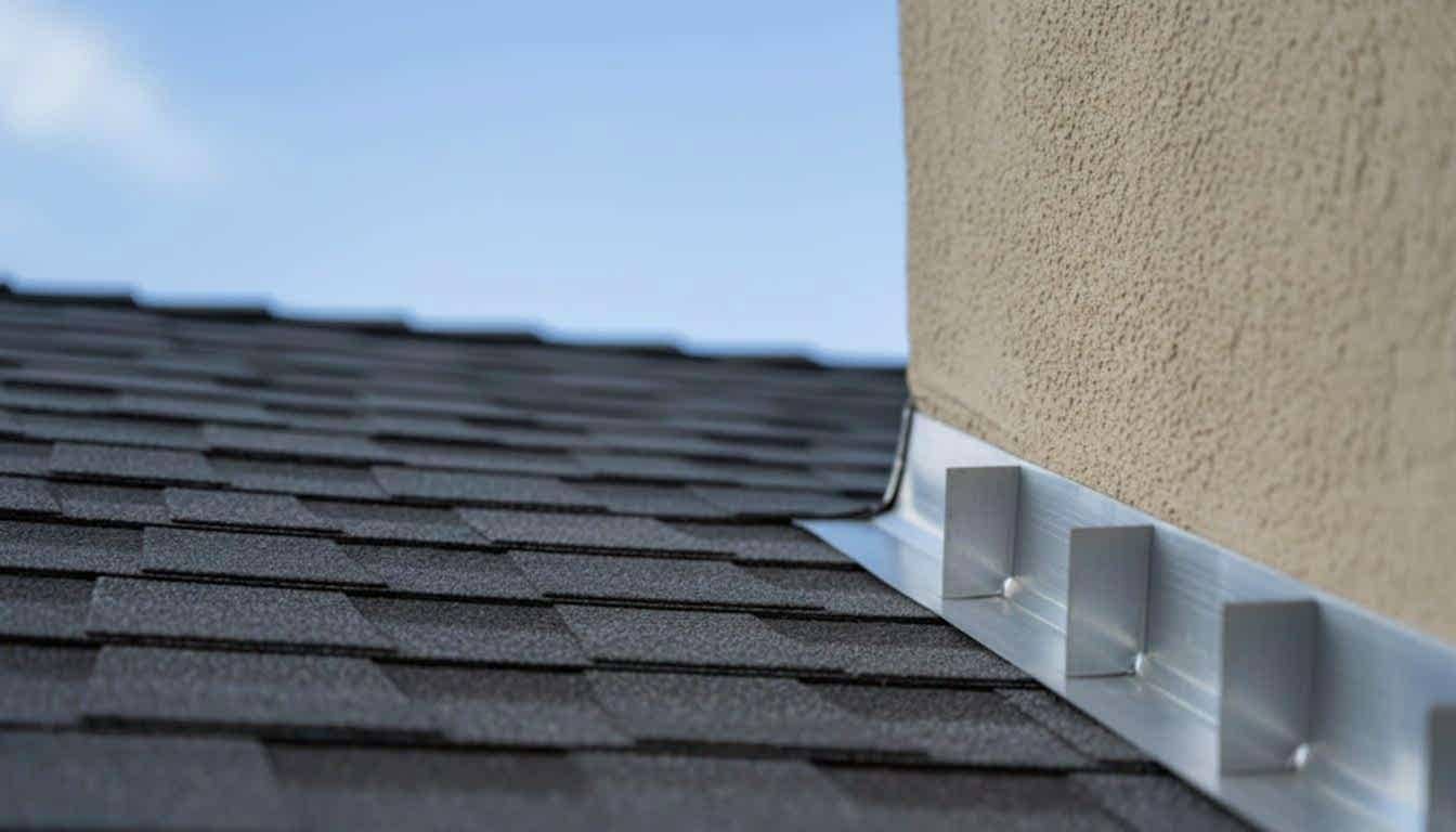 how-to-choose-the-best-roof-flashing-company-a-complete-buyi-2244 New step flashing installed where an asphalt shingle roof meets a stucco wall