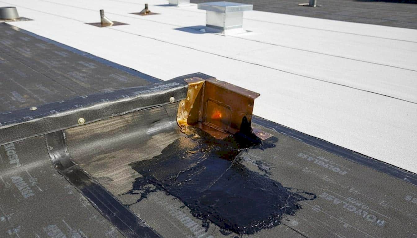 A roof flashing treatment at Roof Repair & Construction Inc.