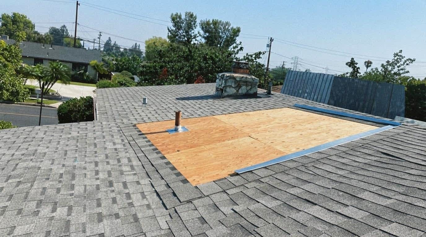 Finished roof leak repair work at Roof Repair & Construction Inc.