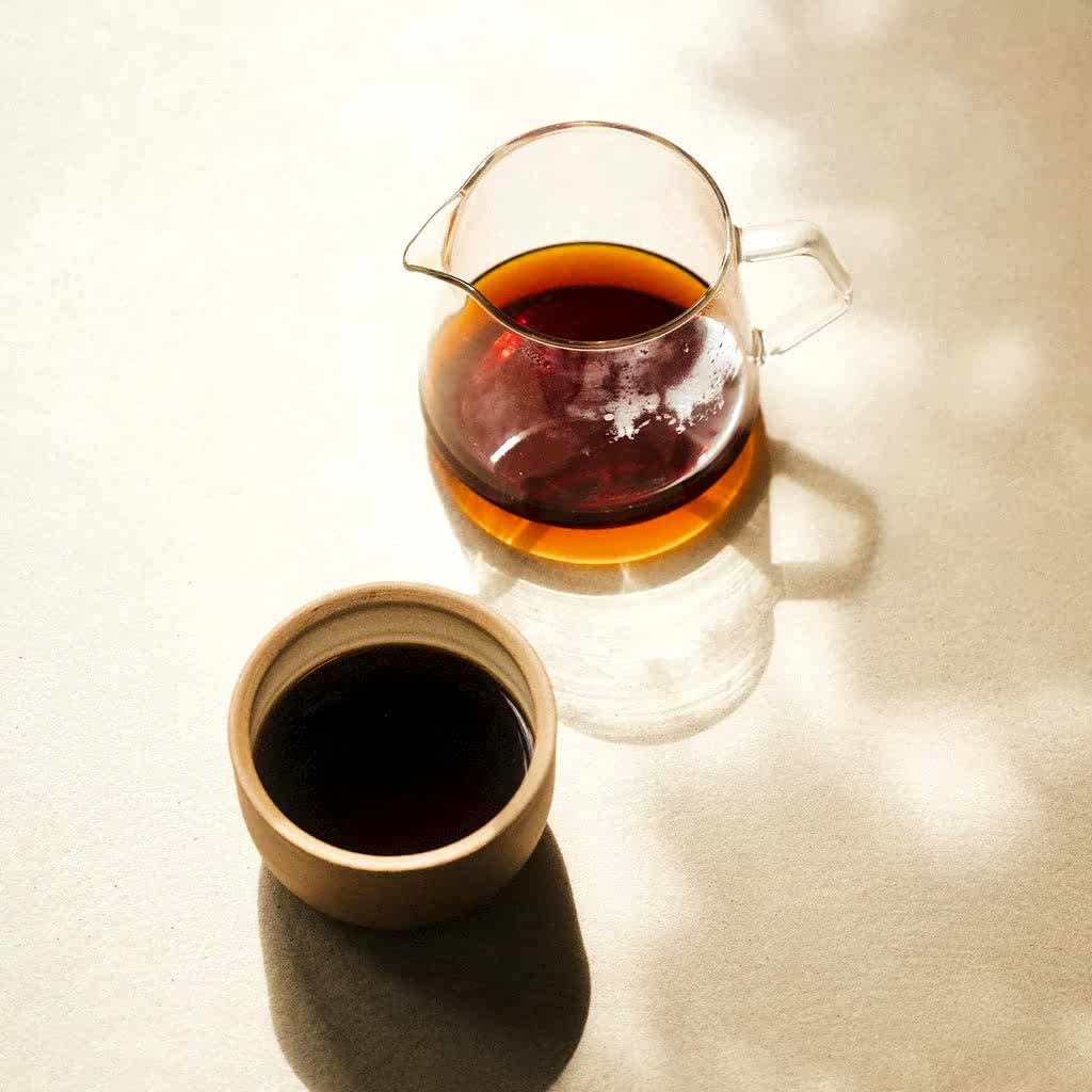 Filter coffee next to glass coffee server